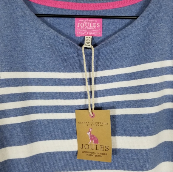 Joules | Blue Chambray Striped Jersey Dress NEW - Picture 5 of 6